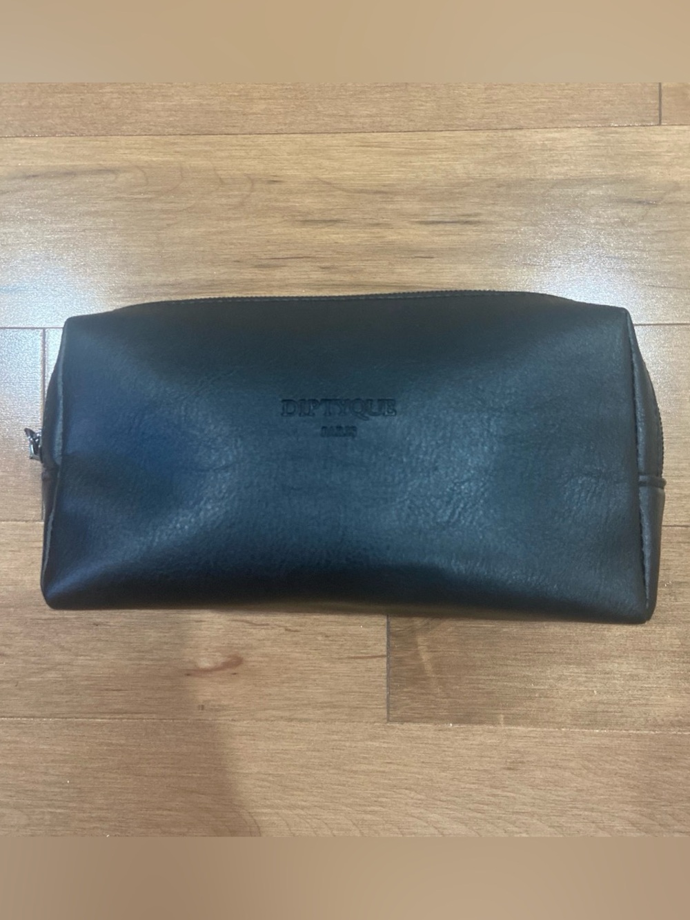 Authentic Diptyque Black Leather amenity kit pouch exclusive from Qatar airways